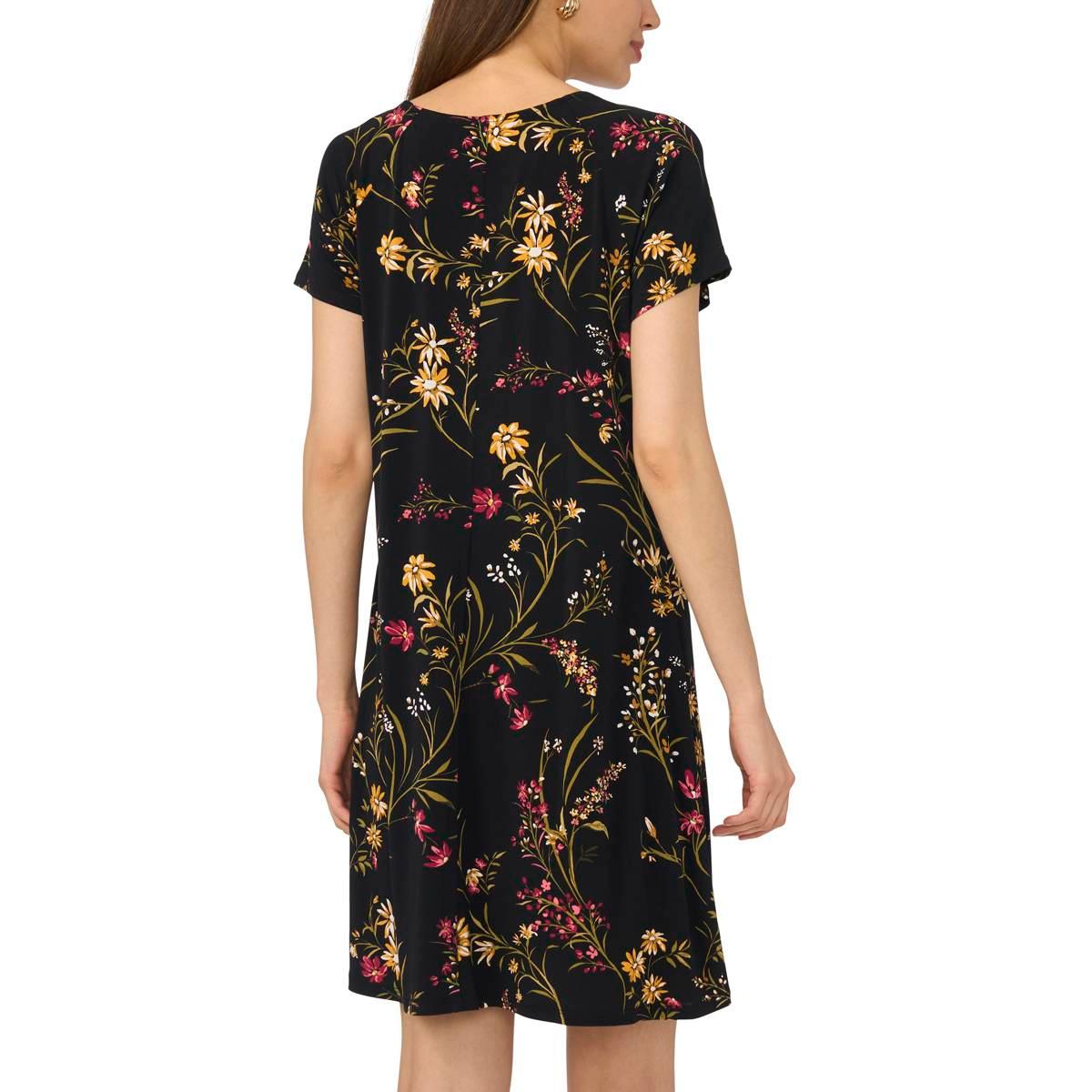 Petite MSK Short Sleeve Grommet Shift Trim Dress