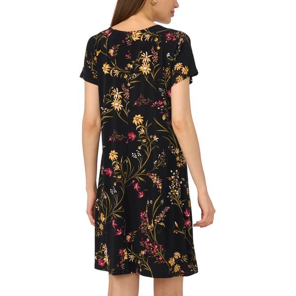 Petite MSK Short Sleeve Grommet Shift Trim Dress