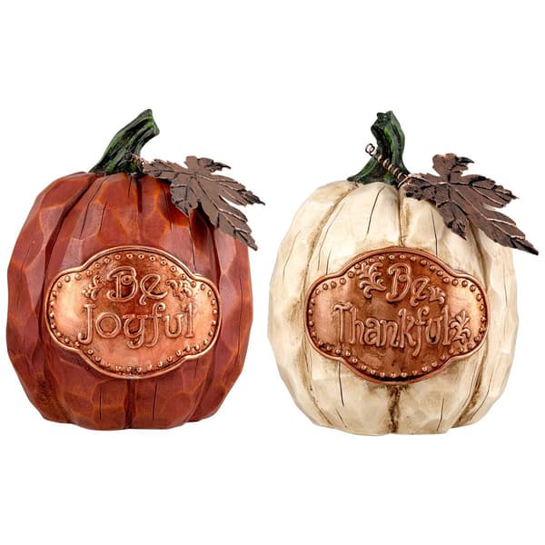 Northlight Seasonal Autumn Harvest Be Joyful Pumpkin Figurines