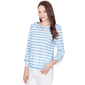 Womens Hearts of Palm Embraceable Blue Roll Tab Sleeve Blouse - image 3