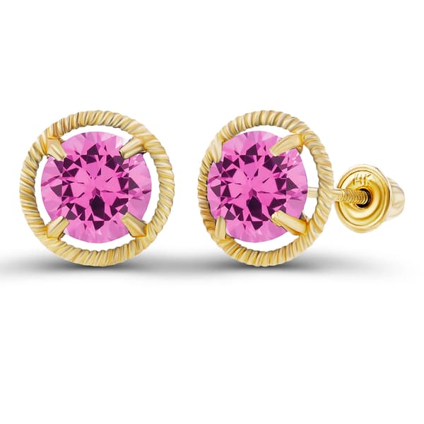 Gemstone Classics&#40;tm&#41; Yellow Gold Pink Sapphire Earrings - image 