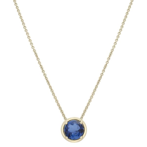 Gold Plated Lab Grown Sapphire Center Stone Pendant Necklace - image 