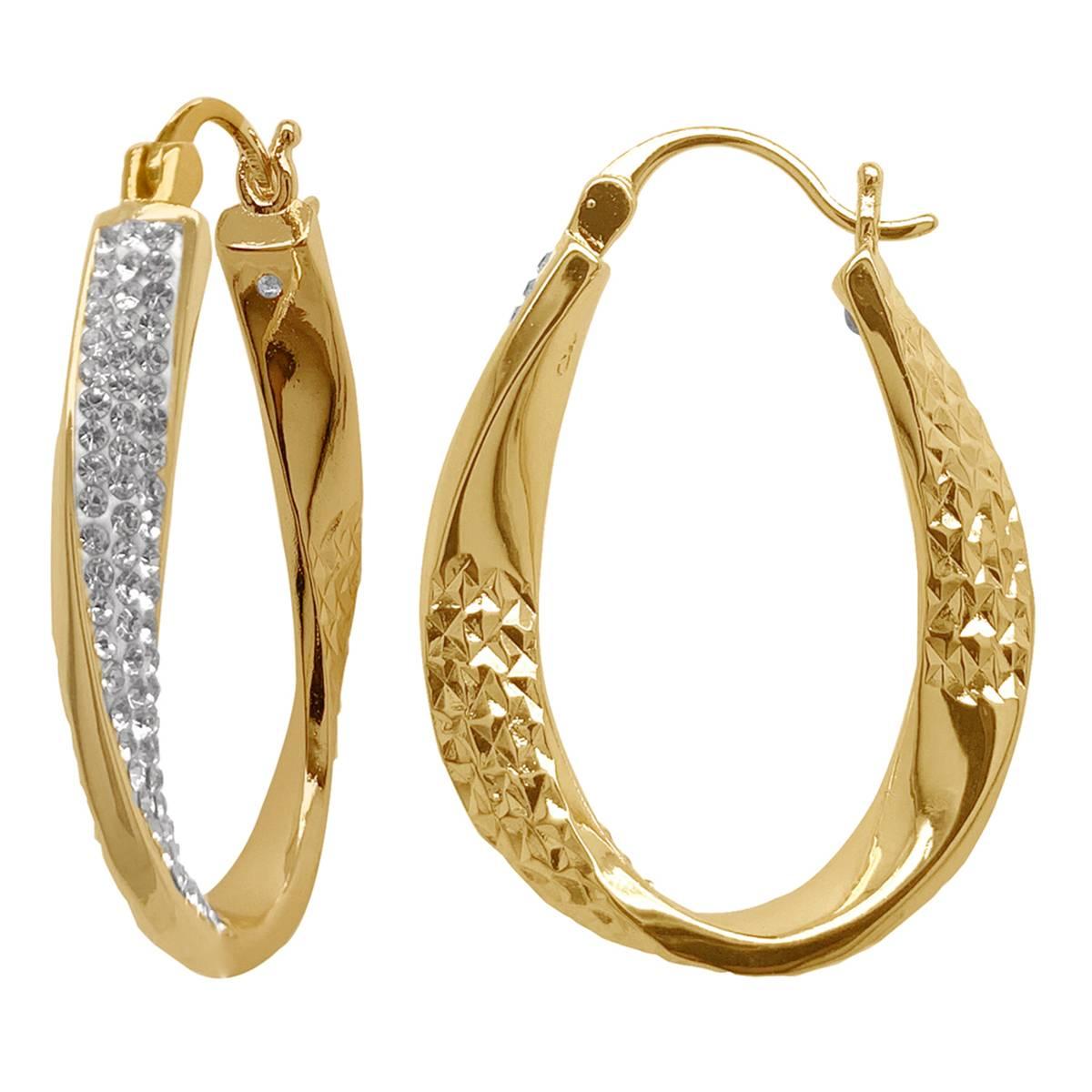 Marsala 14kt. Gold Plated Crystal Diamond-Cut Hoop Earrings