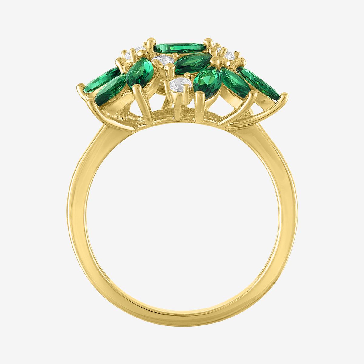 Gemstone Classics™ Lab Grown White Sapphire & Emerald Floral Ring