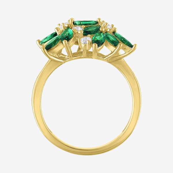 Gemstone Classics™ Lab Grown White Sapphire & Emerald Floral Ring