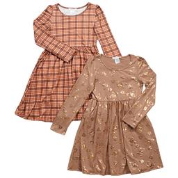Girls (4-6x) Emma & Elsa 2pk. Long Sleeve Plaid/Butterfly Dresses