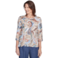 Womens Alfred Dunner Summer Solstice Twisted Crew Neck Paisley Top - image 1