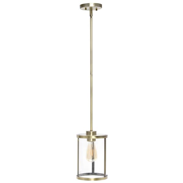 Lalia Home 1-Light Adjustable Cylindrical Clear Glass Pendant
