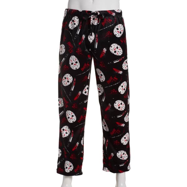 Mens Friday the 13th Jason Silky Lounge Pajama Pants - Black - image 