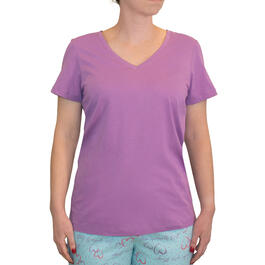 Plus Size HUE&#40;R&#41; Short Sleeve V-Neck Solid Pajama Tee
