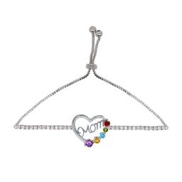 Gianni Argento Multi Gem Cubic Zirconia Mom Adjustable Bracelet