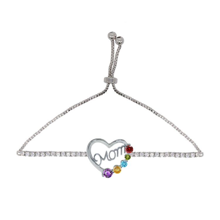 Gianni Argento Multi Gem Cubic Zirconia Mom Adjustable Bracelet
