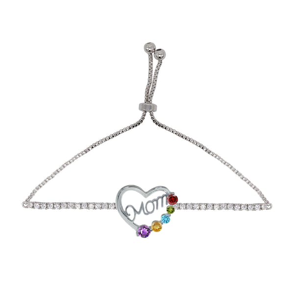 Gianni Argento Multi Gem Cubic Zirconia Mom Adjustable Bracelet - image 