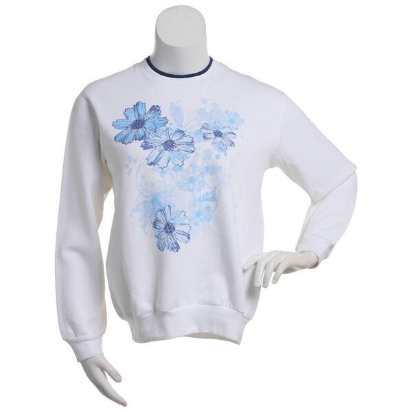Womens Top Stitch by Morning Sun Blue Wildflower Sweatshirt - image 
