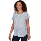 Womens Emaline Sapphire Serenade II Short Sleeve Floral Blouse - image 3