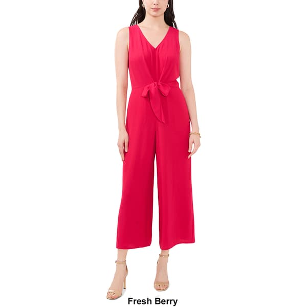 Womens MSK Sleeveless V-Neck Crinkle Twill Jumpsuit