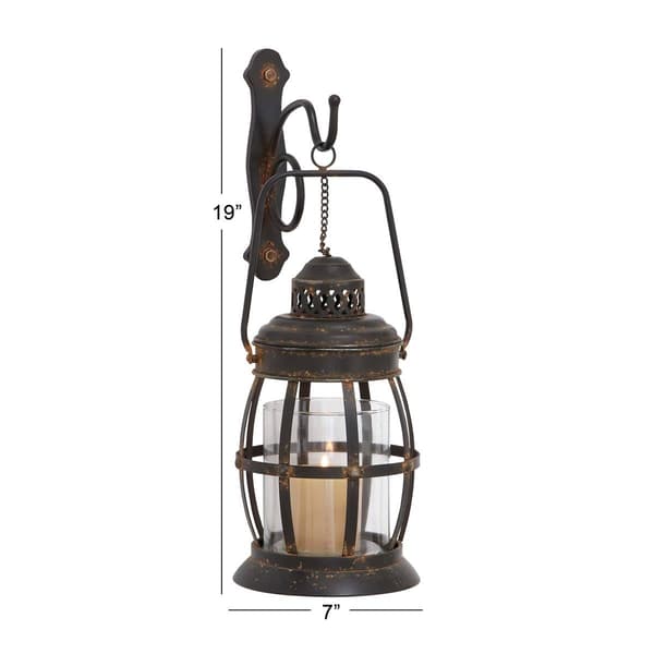 9th &amp; Pike® Brown Iron Rustic Candle Wall Sconce - 19x7