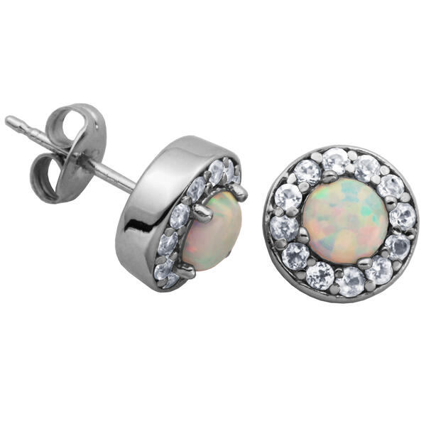 Dainty Sterling Silver Round Stud Earrings - image 
