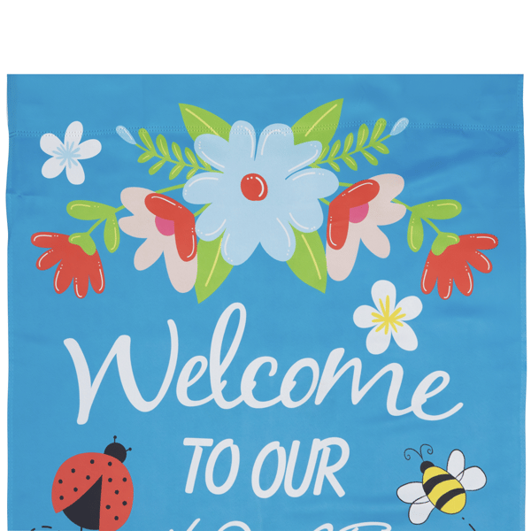 Northlight Welcome to Our Home Blue Floral Outdoor House Flag