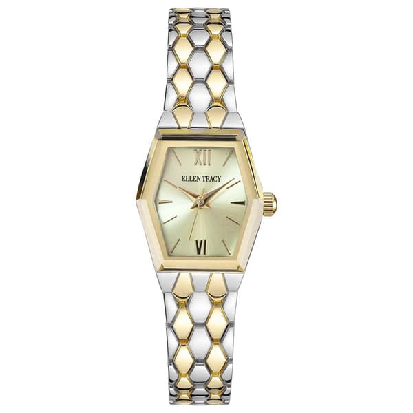 Womens Ellen Tracy Two-Tone Tonneau Bracelet Watch - ET5478TTG - image 