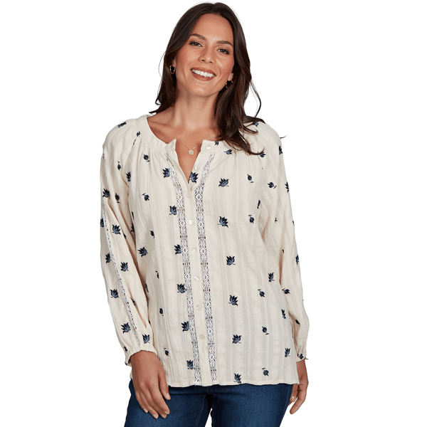 Petite Ruby Rd. English Countryside Button Front Floral Blouse