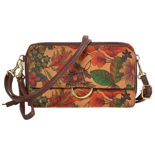Bueno Double Zip Ring Floral Crossbody Wallet - image 
