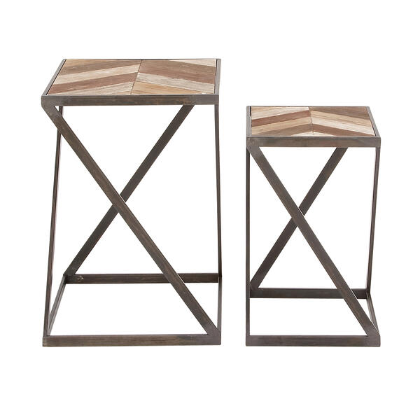 9th & Pike&#40;R&#41; Geometric Metal And Wood Accent Table - Set Of 2 - image 