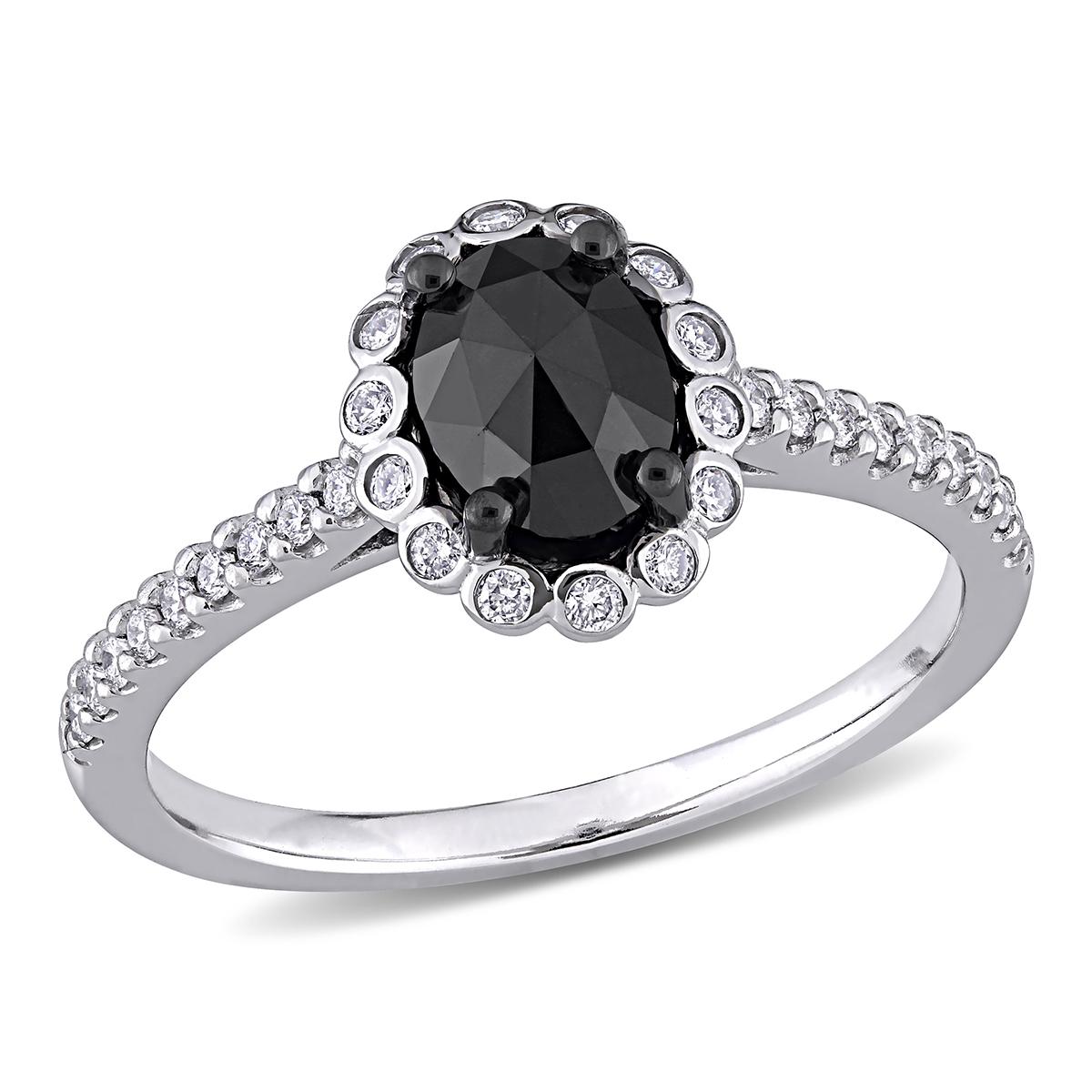 Radiant Rainbow™ 14kt. White Gold Oval Black Diamond Ring