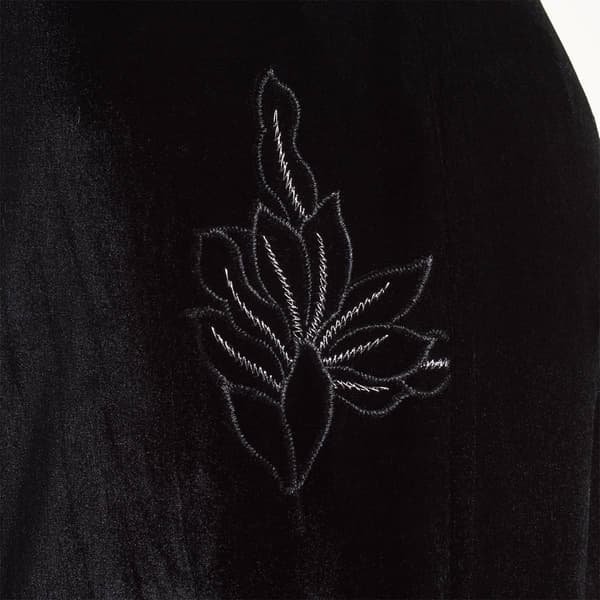 Womens Nicole Miller Embroidered Floral Pull-On Velvet Skirt