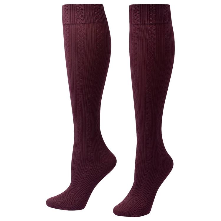 Womens HUE(R) Cable Rib Knee High Socks