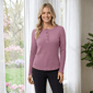 Womens MNK Long Sleeve Solid Waffle Henley Tee - image 1