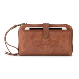 The Sak Womens Iris Crossbody in Leather Casual Purse With Adjustable Strap  Zipper Pockets, Tobacco Floral Embossed, One Size US: Handbags