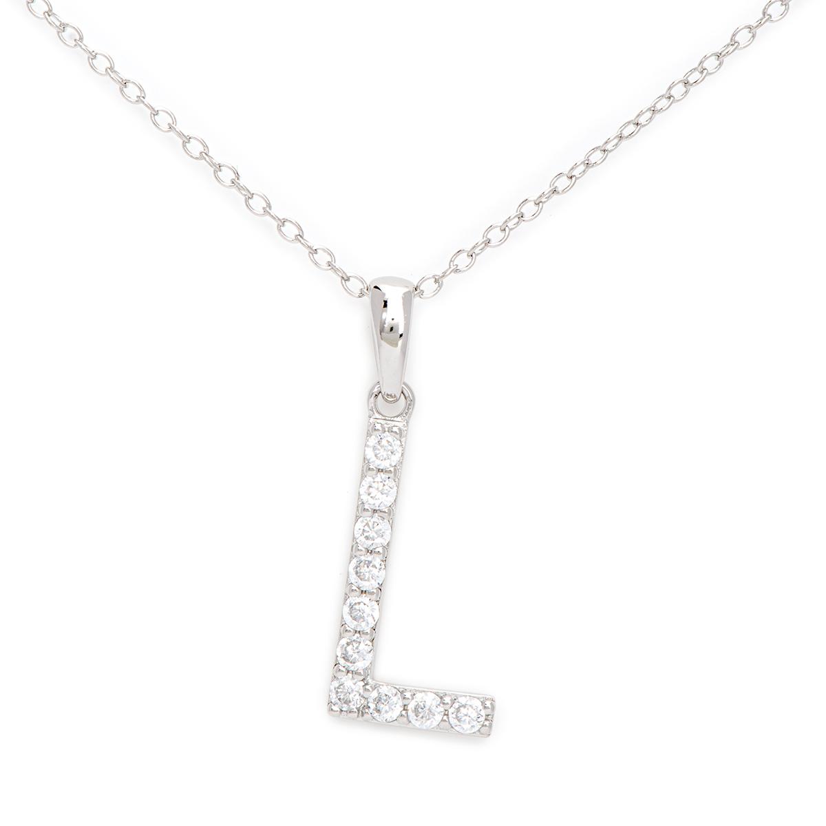 Gianni Argento Silver Initial Pendant Necklace - L