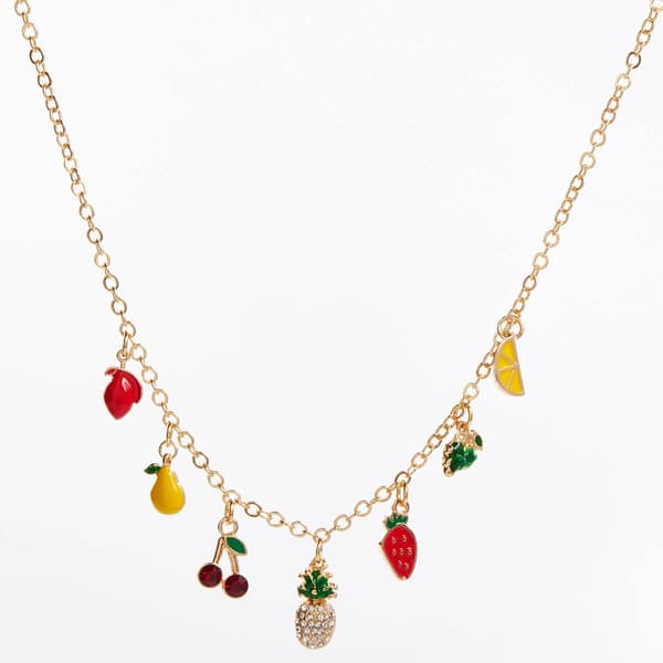 Ashley Gold-Tone Chain Necklace with Fruit Charms - image 