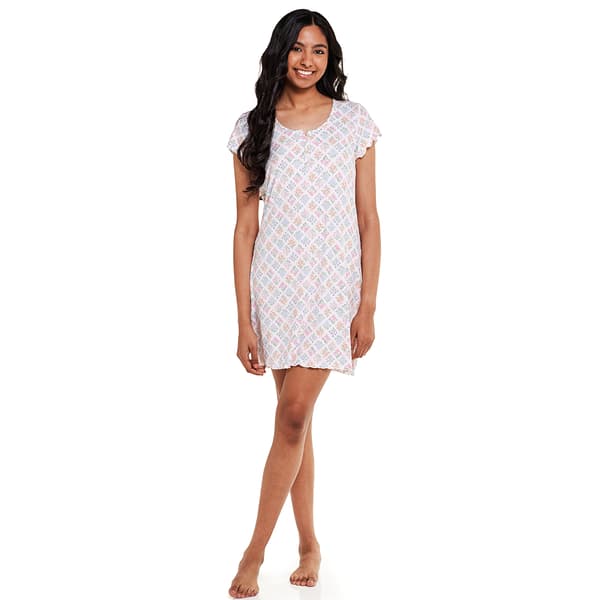 Womens Laura Ashley(R) Rib Geo Bouquets Lettuce Edge Nightshirt - image 