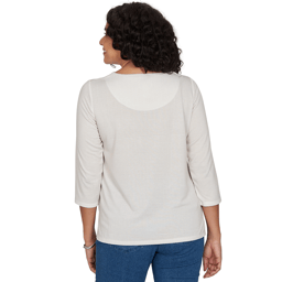 Petite Alfred Dunner Classics 3/4 Sleeve Santa Cat Tee