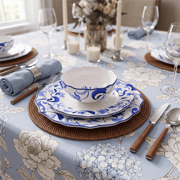 222 Fifth Ayla 12pc. Blue Porcelain Dinnerware Set