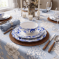 222 Fifth Ayla 12pc. Blue Porcelain Dinnerware Set - image 4
