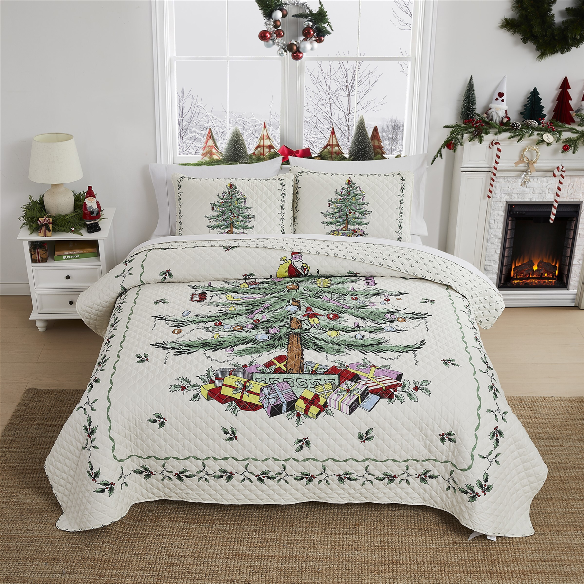 Spode® Christmas Tree 3pc. Reversible Quilt Set
