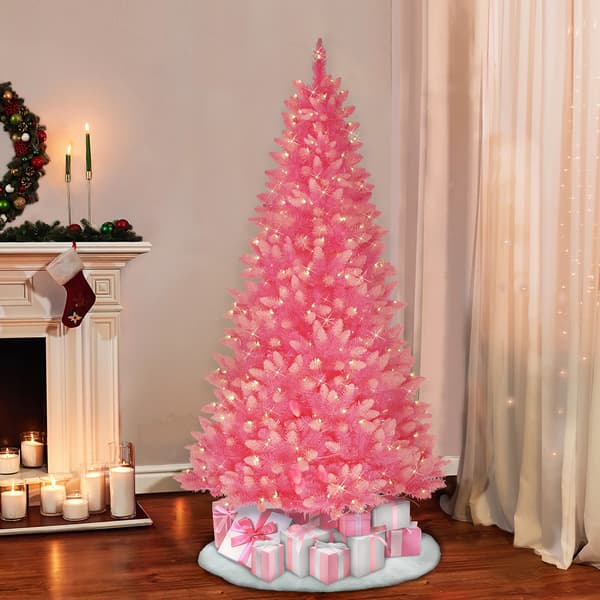 Puleo International 6.5ft. Pre-Lit Pink Pine Christmas Tree