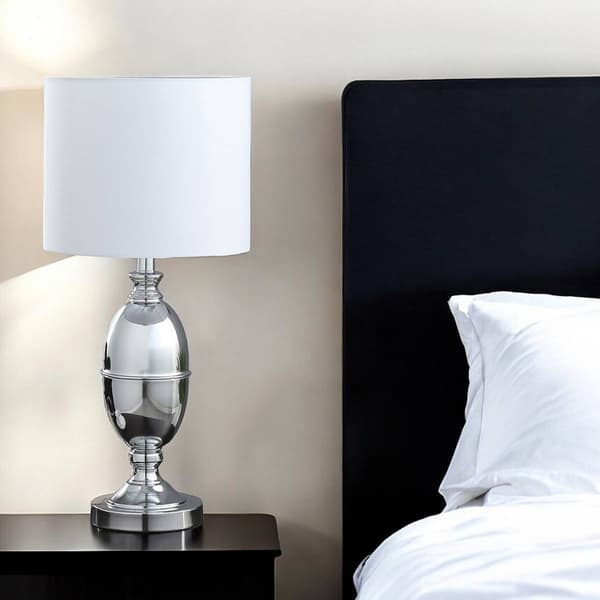 HomeRoots 25in. Silver Metal Urn Table Lamp