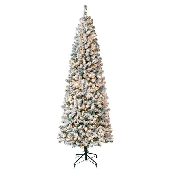 National Tree 7.5ft Acacia Medium Flocked Pre-Lit Christmas Tree