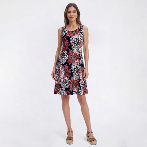 Womens Nina Leonard Sleeveless Tropical A-Line Dress - image 