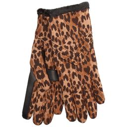 Womens Isotoner Leopard Stretch Fleece Gloves