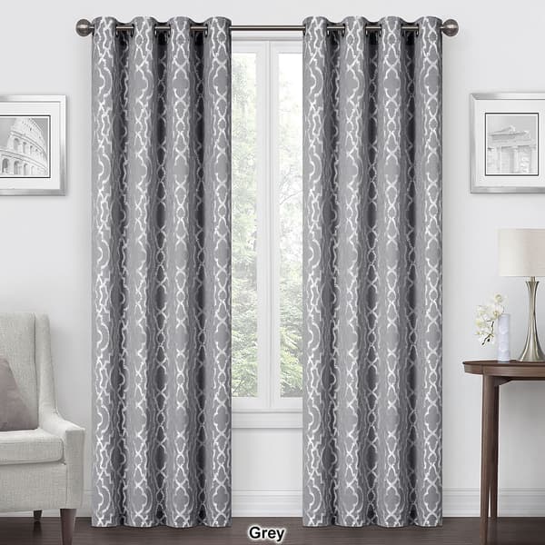 Exeter Geometric Jacquard Grommet Panel Curtain