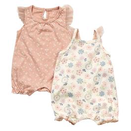 Baby Girl &#40;NB-9M&#41; Chick Pea&#40;R&#41; 2pk. Floral Rompers
