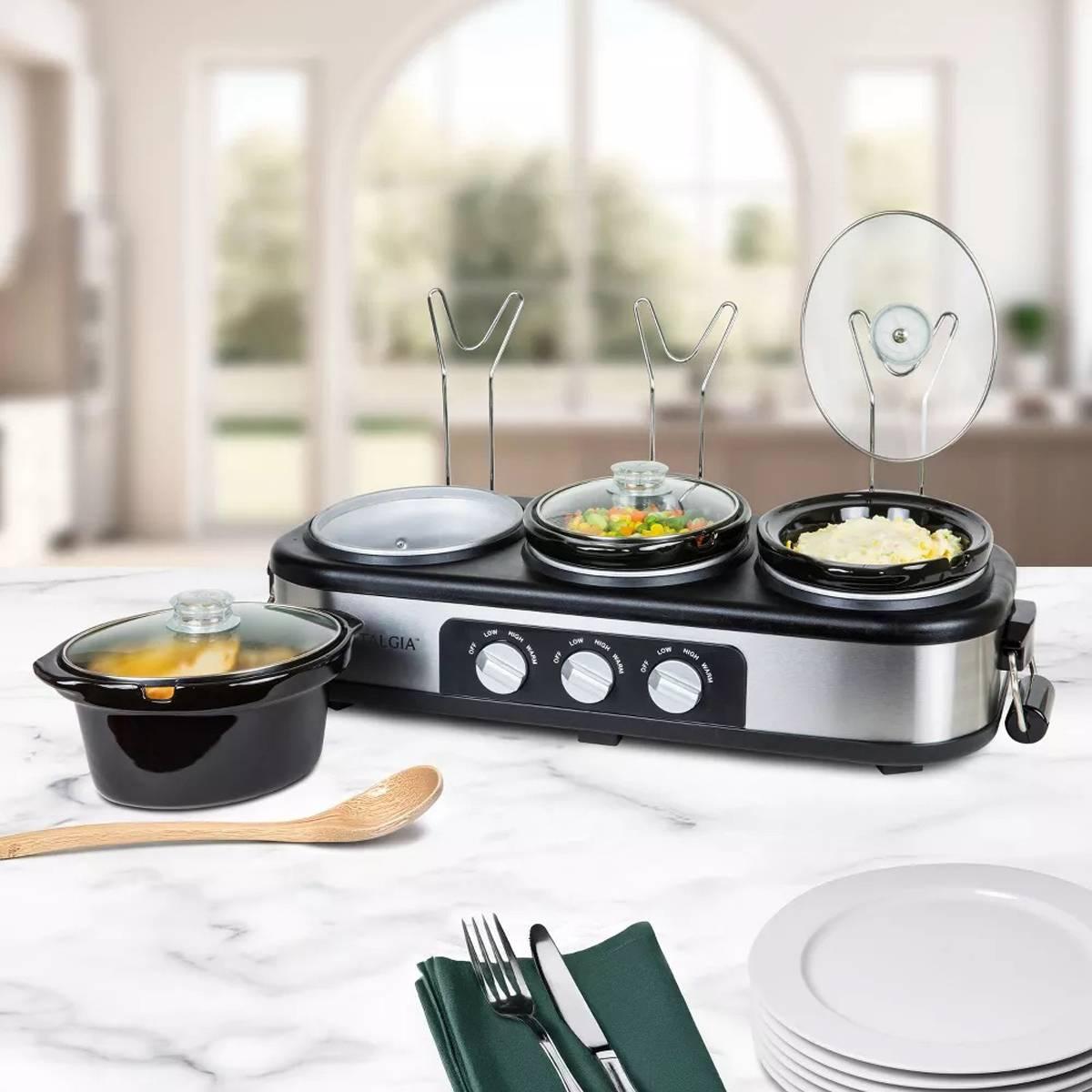 Nostalgia 1.5.Qt Oval Triple Slow Cooker