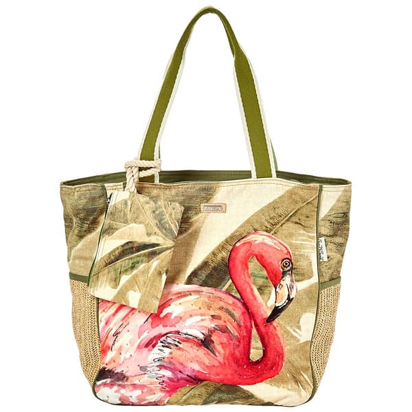 Caribbean Joe Flamingo with Palm Tote - image 