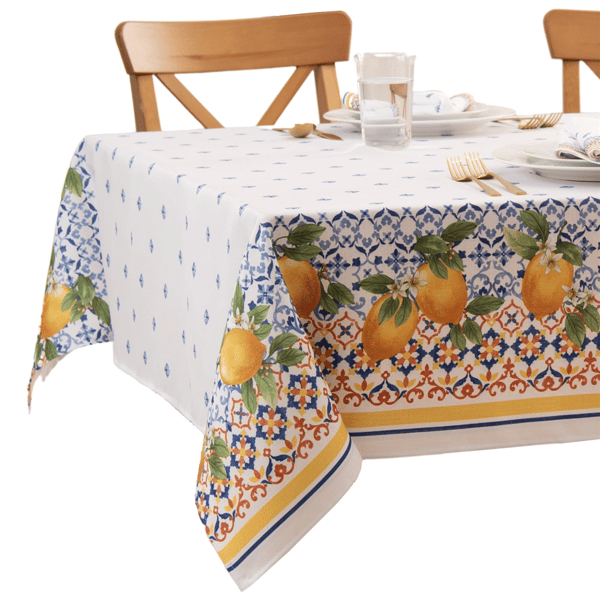 Threadmade Capri Lemon Double Border Tablecloth