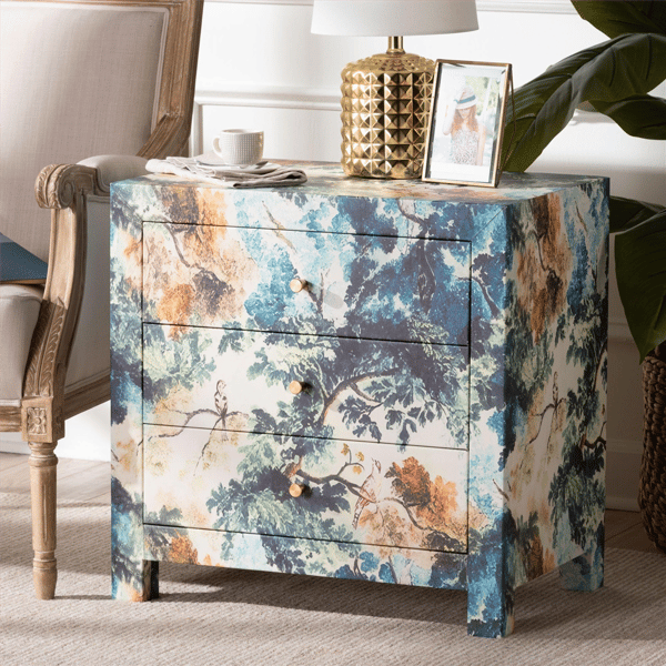 Baxton Studio Adeline End Table with Nature Motif